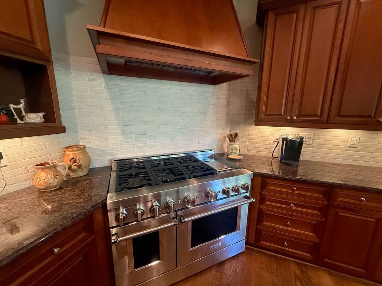 Charming Kitchen Update with Brick-Style Backsplash