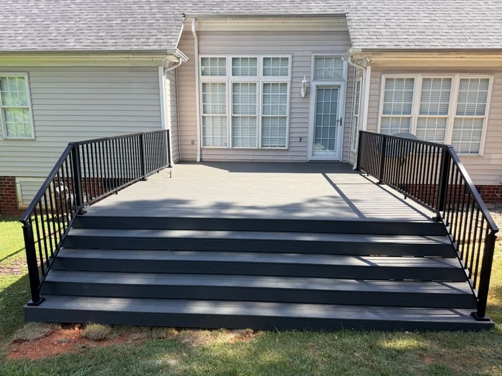 Gallery photos for Custom Composite Deck Build with Black Metal Railings: Image #1